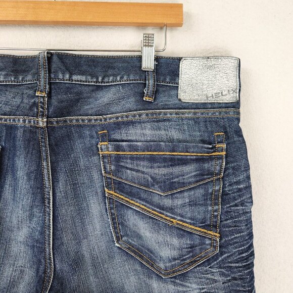 Helix Jeans Mens 38X32 Blue Slim Bootcut Dark Wash Casual Denim Classic Comfort - Picture 8 of 11
